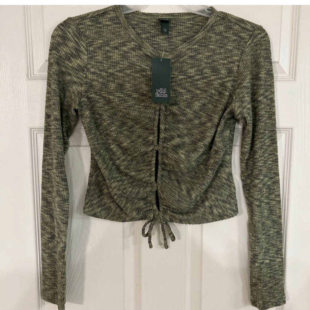 Women's Long Sleeve Lace-Up Cozy Knit Blouse - Wild Fable -